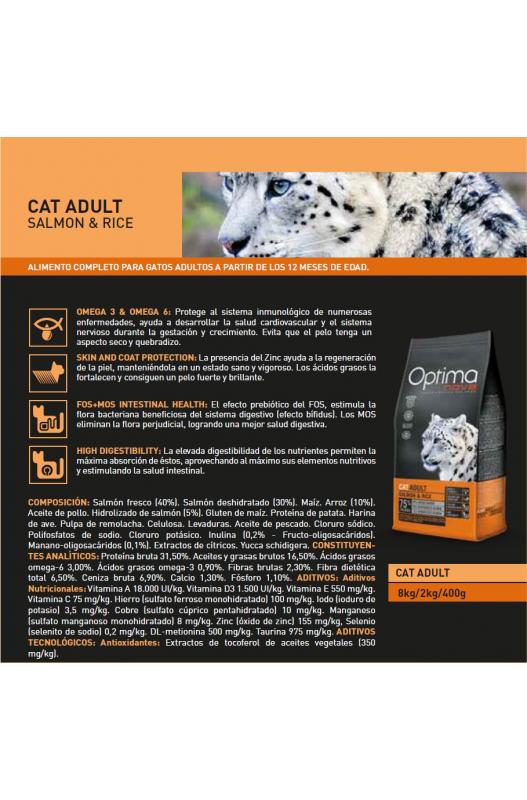 OPTIMA NOVA CAT ADULT SALMON RICE 2 KG.**
