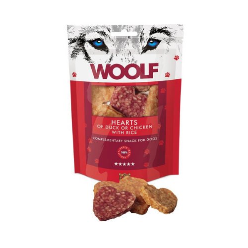 Snack Woolf Corazones de Pato y Pollo 100gr