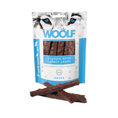 Snack Woolf Tiras de Salmón y Zanahorias 100gr