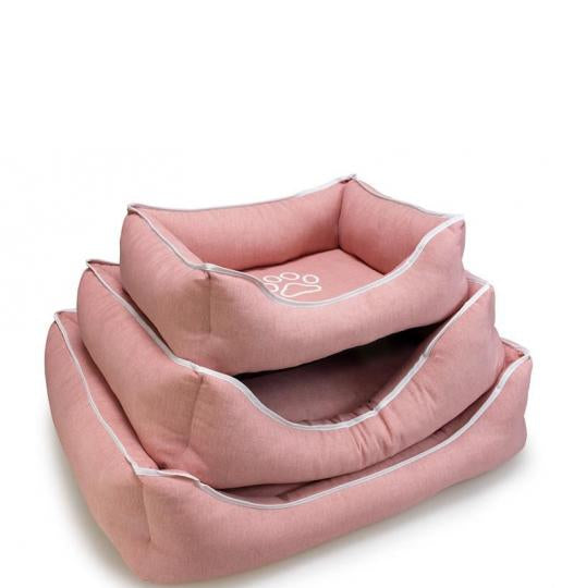 Cama cuadrada Rosa con Huella y Ribete 55x46x17cm