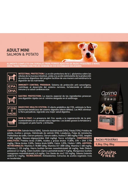 OPTIMA NOVA ADULT MINI SALMON & PATATA 8 KG.