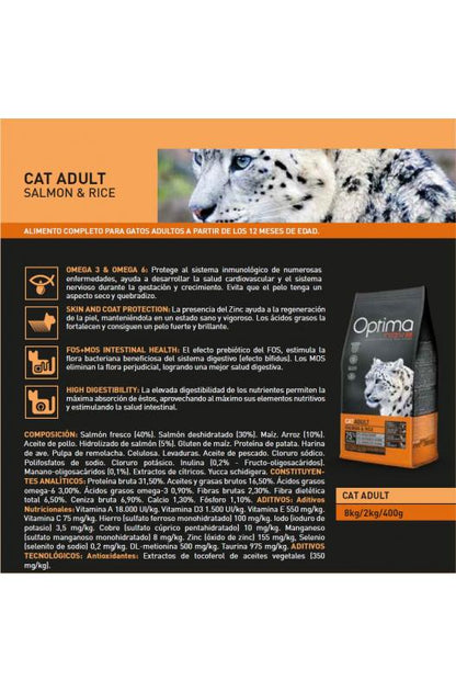 OPTIMA NOVA CAT ADULT SALMON RICE 2 KG.**