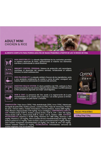 OPTIMA NOVA ADULT MINI POLLO ARROZ 2 KG.