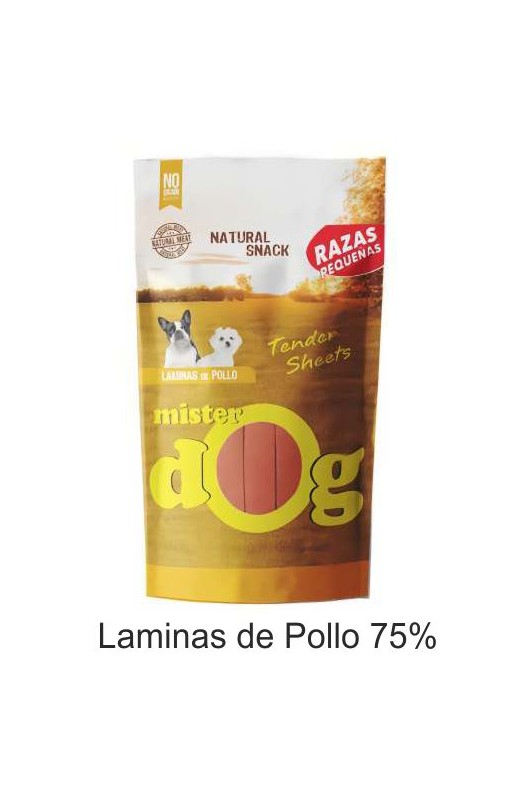 Snack LAMINAS De POLLO 70 gr. Mister Dog